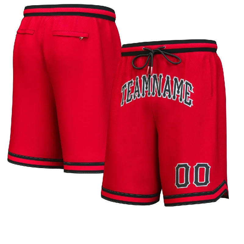 Basketball socks stylish-modern -Custom Red Black-White Personalized Basketball Shorts