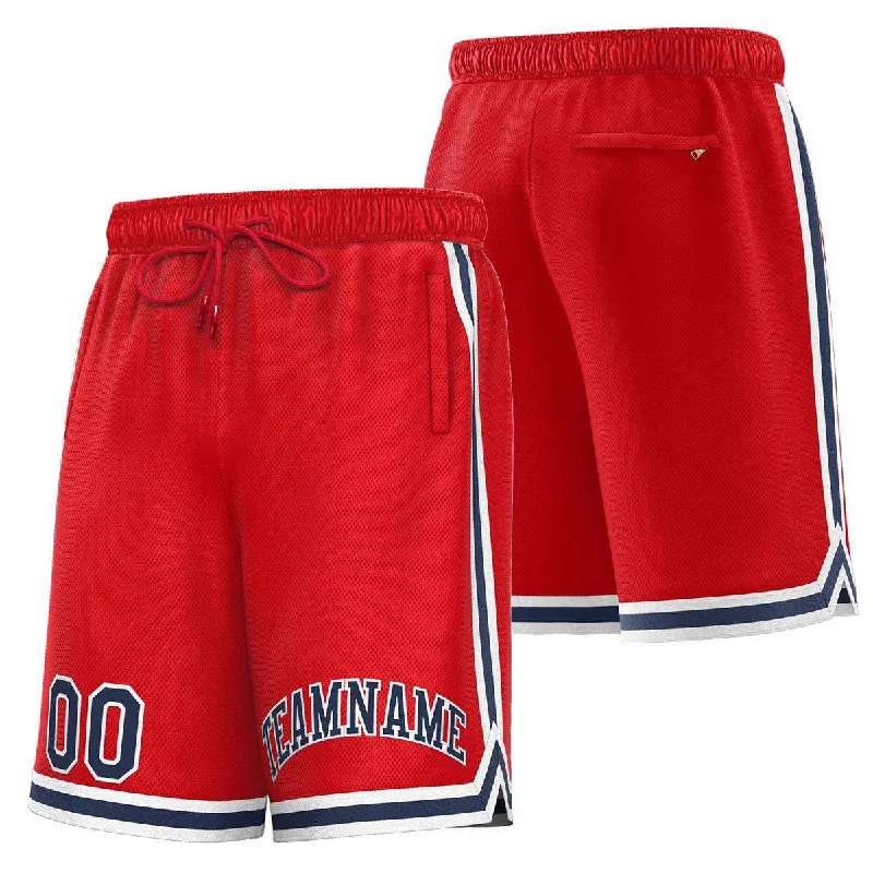 Men's basketball shorts team apparel -Custom Red Navy-White Sport Basketball Shorts