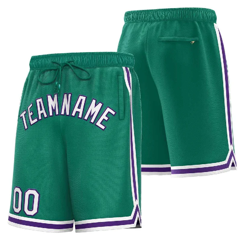 Men's basketball shorts bright shades -Custom Green White-Purple Sport Basketball Shorts