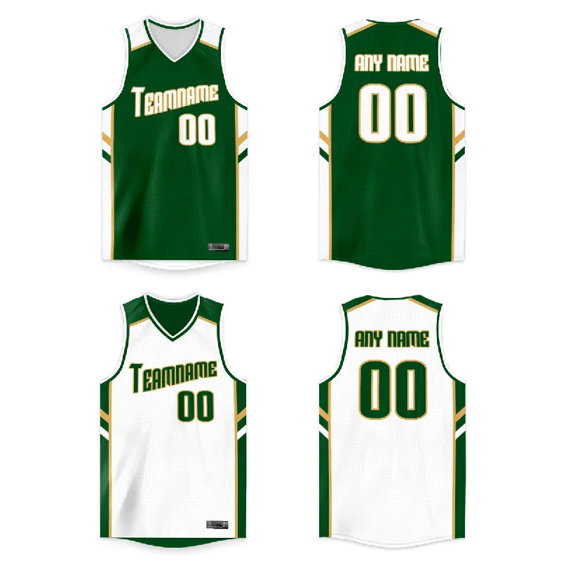 Basketball jerseys modern-game -Custom Green White Double Side Tops Men/Boy Basketball Jersey