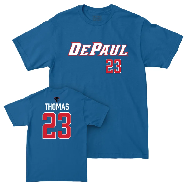 Men's basketball T-shirts vintage-pro -DePaul Men's Basketball Royal Sideline Tee - David Thomas | #23