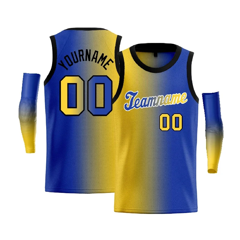 Basketball jerseys lightweight-retro -Custom Yellow Royal-White Gradient Fashion Tops Basketball Jersey