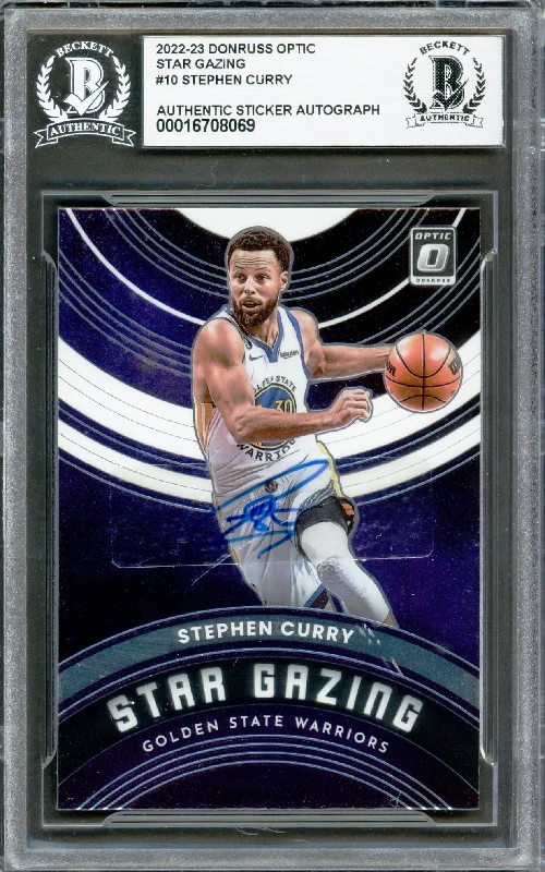 Basketball cards award-rare -Stephen Curry Autographed 2022-23 Donruss Optic Star Gazing Card #10 Golden State Warriors Beckett BAS #16708069