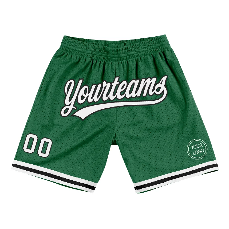 Men's basketball shorts fan favorite -Custom Kelly Green White-Black Authentic Throwback Basketball Shorts