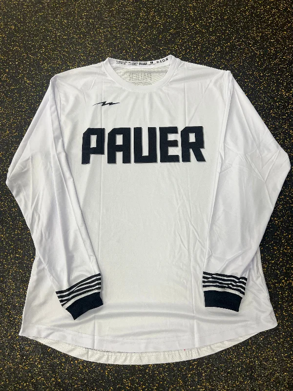 Basketball jerseys limited-edition -Pauer Center White/Black LS Jersey