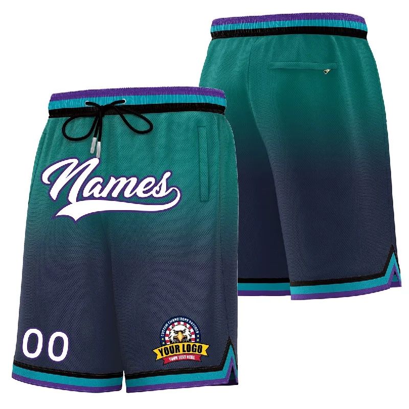 Basketball socks supportive -Custom Teal Navy Personalized Gradient Fashion Basketball Shorts