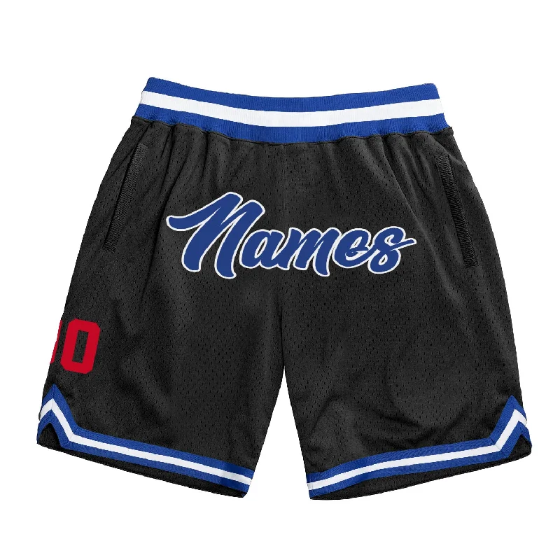 Men's basketball shorts performance bundle -Custom Black Royal-Red Authentic Throwback Basketball Shorts