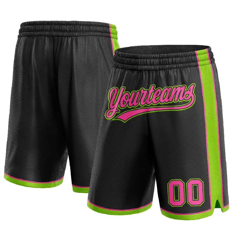 Men's basketball shorts custom kit -Custom Black Pink-Neon Green Authentic Basketball Shorts