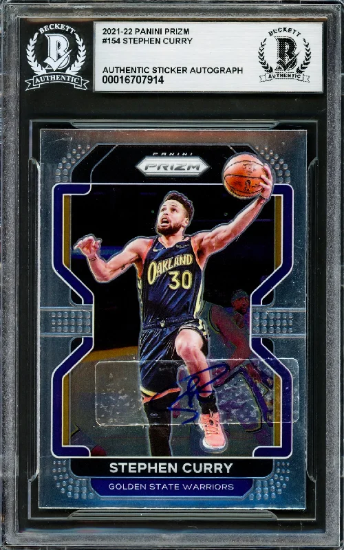 Basketball cards coach-rarity -Stephen Curry Autographed 2021-22 Panini Prizm Card #154 Golden State Warriors Beckett BAS