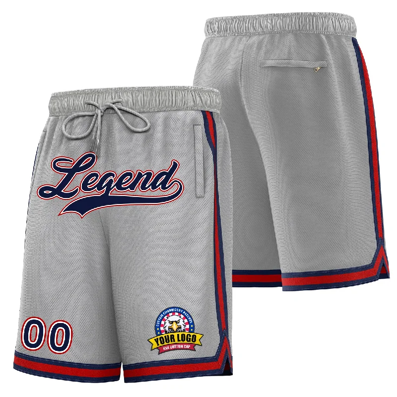 Men's basketball shorts casual wear -Custom Gray Blue Basketball Shorts