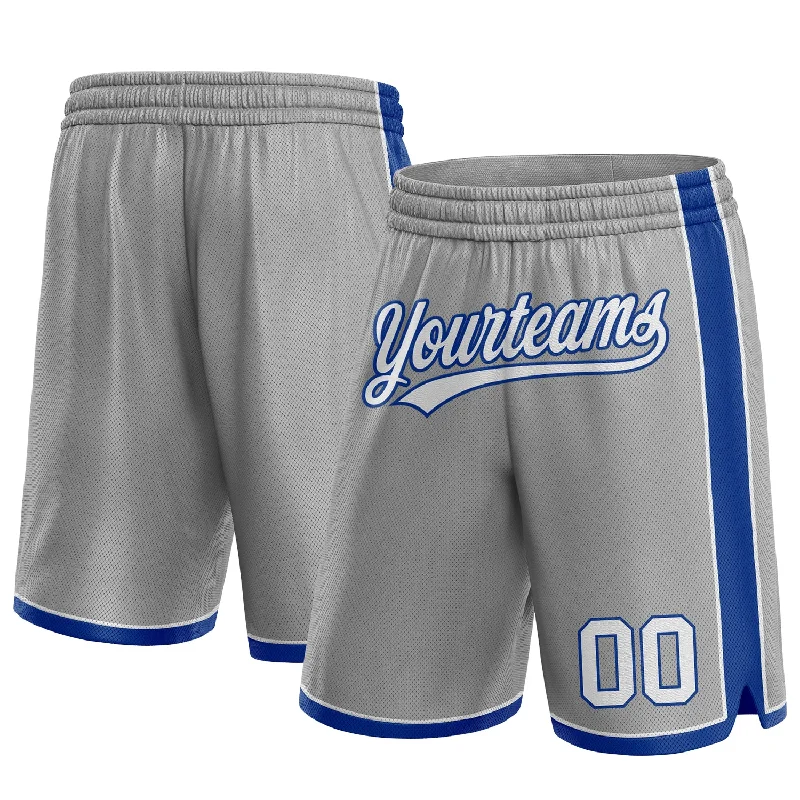 Men's basketball shorts loud designs -Custom Gray White-Royal Authentic Basketball Shorts