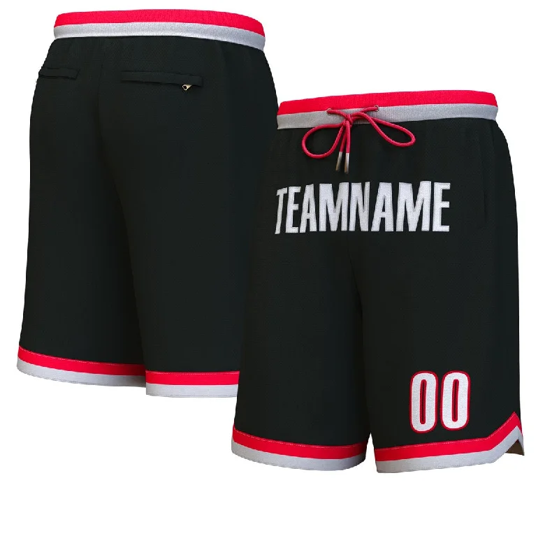 Men's basketball shorts premium labels -Custom Black White Personalized Basketball Shorts