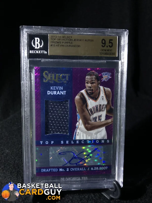 Basketball jerseys durable-season -Kevin Durant 2013-14 Select Top Selections Jersey Autographs Prizms Purple #/30 BGS 9.5 Gem Mint