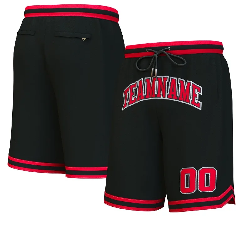 Men's basketball shorts squad deal -Custom Black Red-White Personalized Basketball Shorts