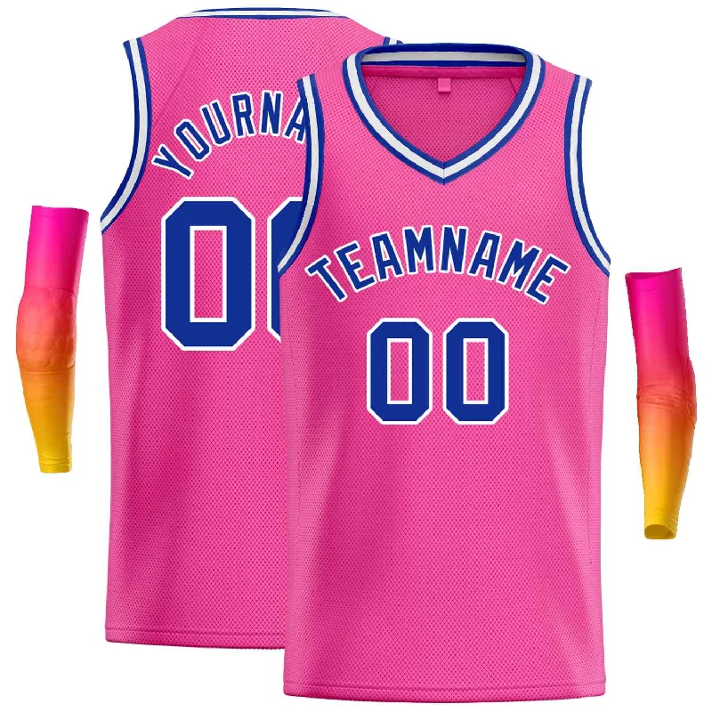 Basketball jerseys fall -Custom Pink Royal-White Classic Tops Men Casual Basketball Jersey