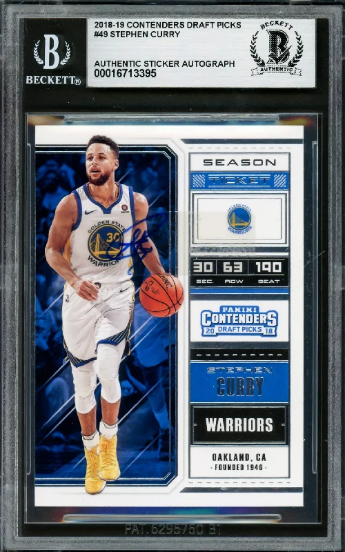 Basketball cards scoring-rare -Stephen Curry Autographed 2018-19 Playoff Contenders Draft Picks Card #49 Golden State Warriors Beckett BAS #16713395