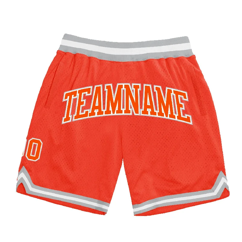 Men's basketball shorts player sale -Custom Orange Orange-Gray Authentic Throwback Basketball Shorts