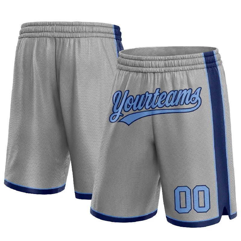 Men's basketball shorts custom pattern -Custom Gray Light Blue-Navy Authentic Basketball Shorts