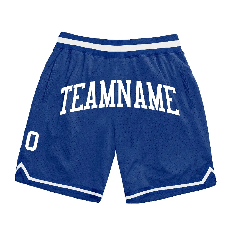 Men's basketball shorts funky prints -Custom Royal White Authentic Throwback Basketball Shorts