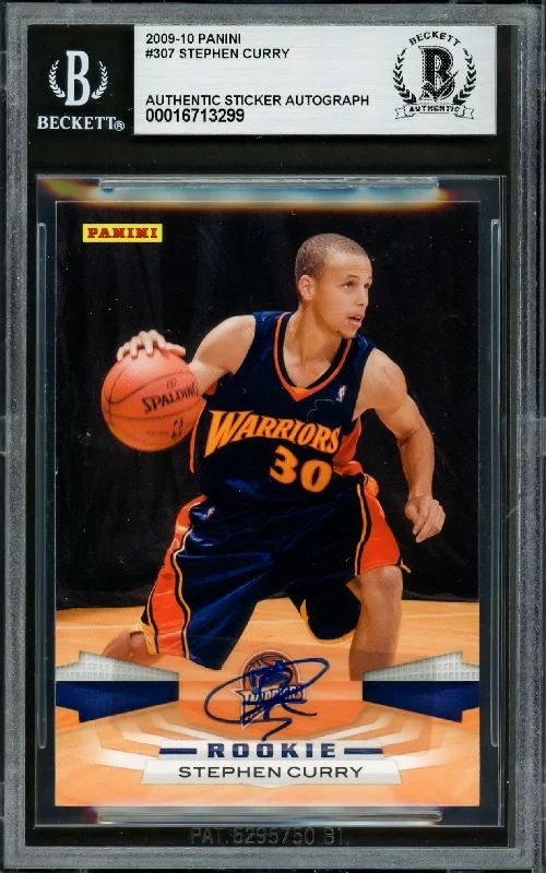 Basketball cards broadcaster-rare -Stephen Curry Autographed 2009-10 Panini Rookie Card #307 Golden State Warriors Beckett BAS #16713299