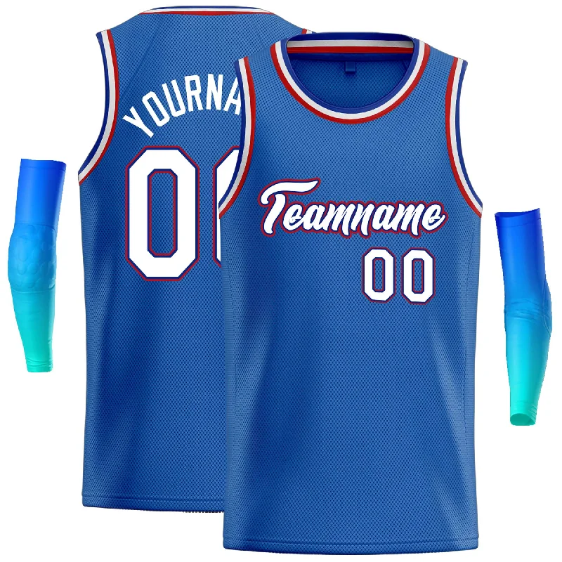 Basketball jerseys durable-game -Custom Blue White-Red Classic Tops Casual Basketball Jersey