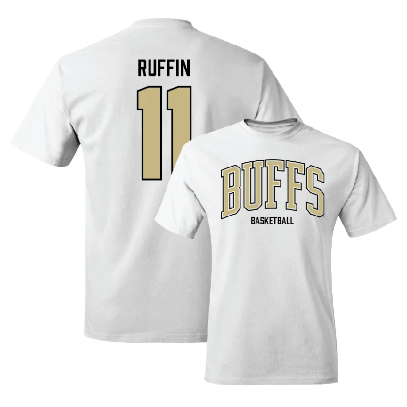 Men's basketball T-shirts long-sleeve -Men's Basketball White Arch Tee - Javon Ruffin