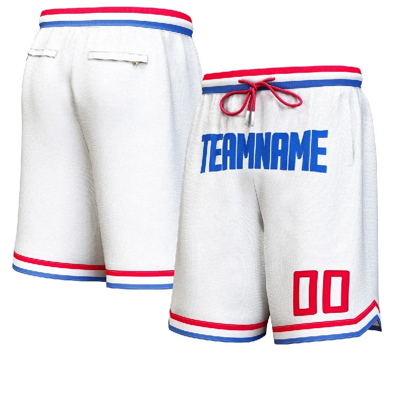 Men's basketball shorts light bundle -Custom White Royal Personalized Basketball Shorts