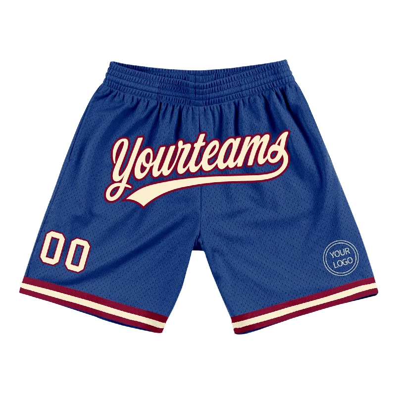 Men's basketball shorts unique style -Custom Royal Cream-Maroon Authentic Throwback Basketball Shorts