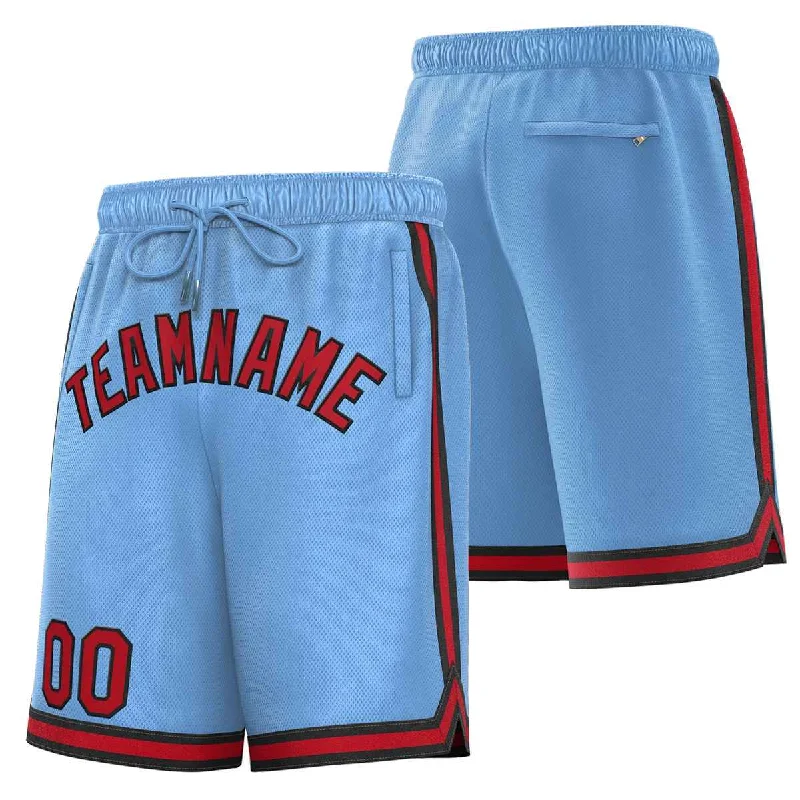 Men's basketball shorts training essential -Custom Powder Blue Maroon-Black Sport Basketball Shorts