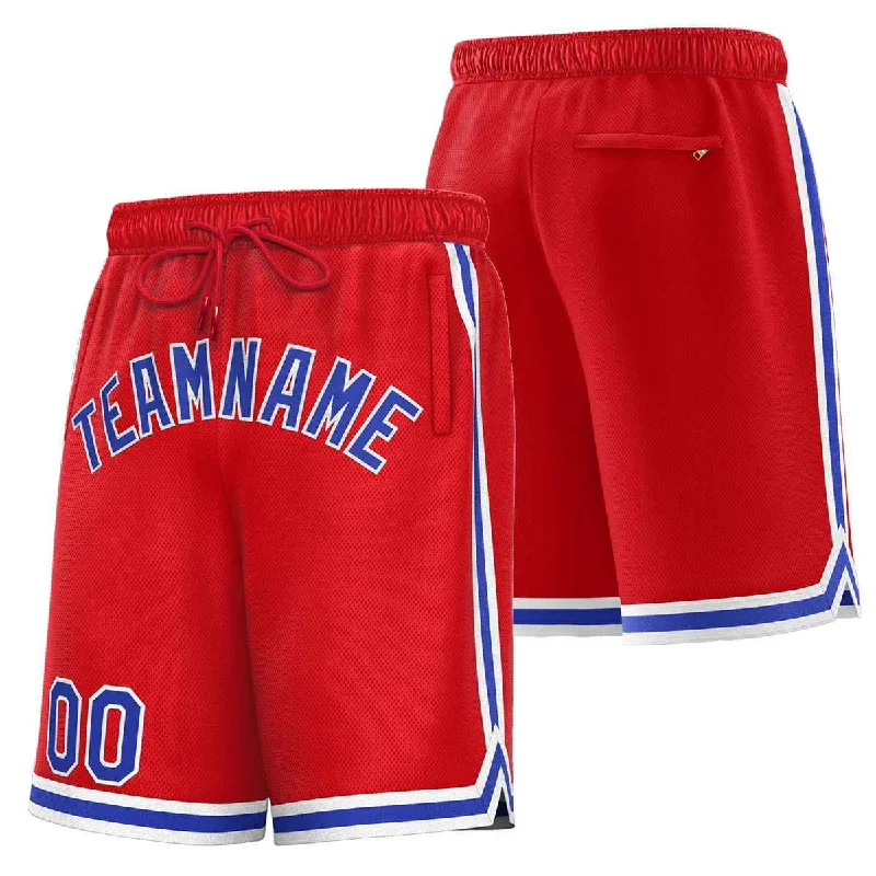 Men's basketball shorts custom stitching -Custom Red Royal-White Sport Basketball Shorts