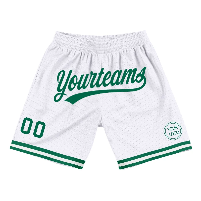 Men's basketball shorts dry-fit tech -Custom White Kelly Green Authentic Throwback Basketball Shorts