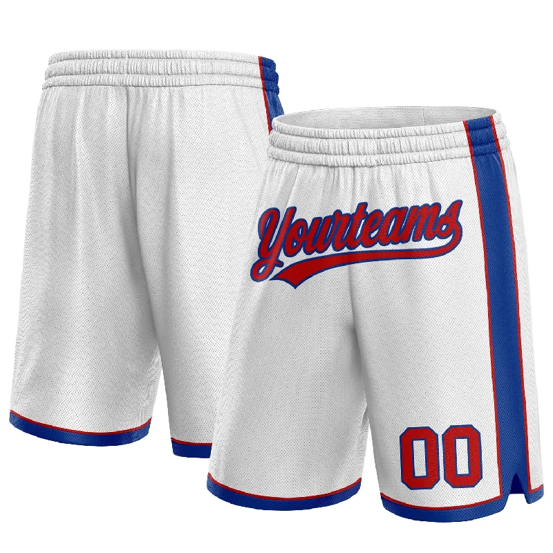 Men's basketball shorts quality special -Custom White Red-Royal Authentic Basketball Shorts