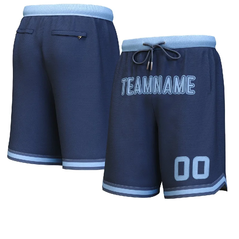 Men's basketball shorts squad apparel -Custom Navy Navy-Light Blue Personalized Basketball Shorts