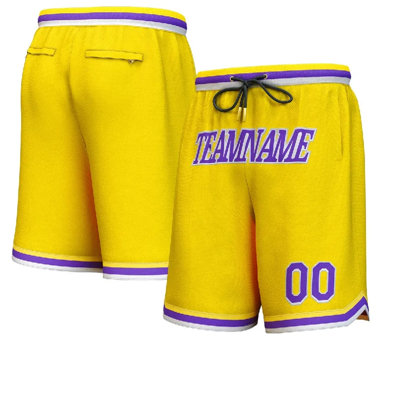 Men's basketball shorts affordable offer -Custom Yellow Purple-White Personalized Basketball Shorts