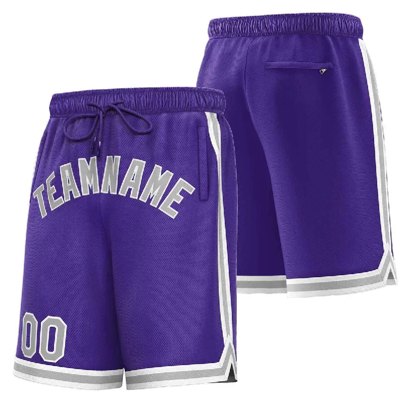 Men's basketball shorts game-ready pair -Custom Purple Gray Sport Basketball Shorts