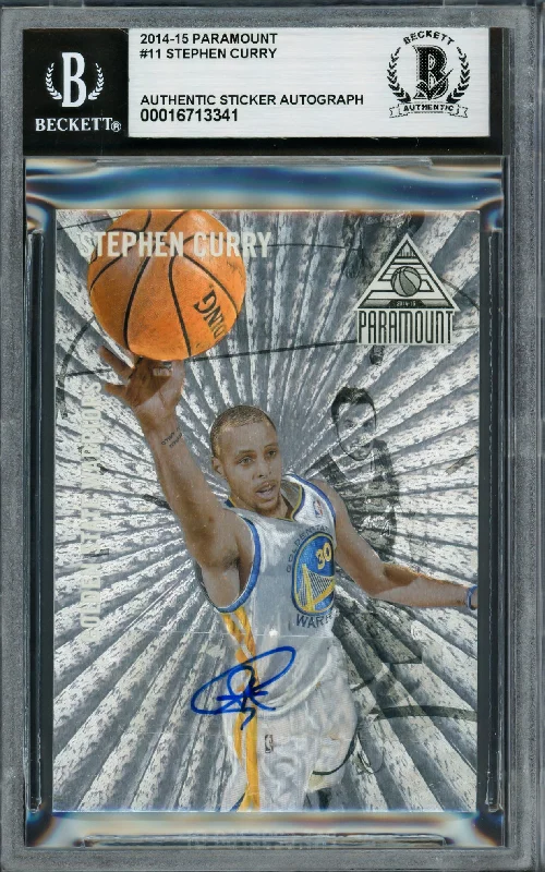 Basketball cards laser-rare -Stephen Curry Autographed 2014-15 Paramount Card #11 Golden State Warriors Beckett BAS #16713341