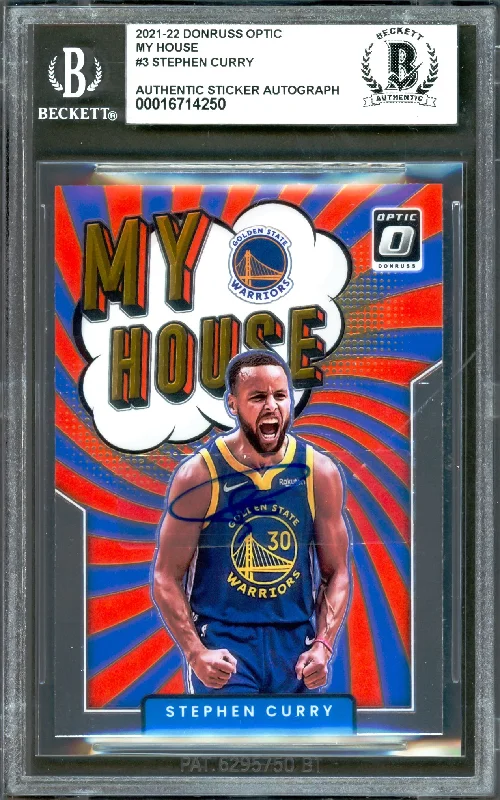 Basketball cards award-final-rare -Stephen Curry Autographed 2021-22 Donruss Optic My House Card #3 Golden State Warriors Beckett BAS #16714250