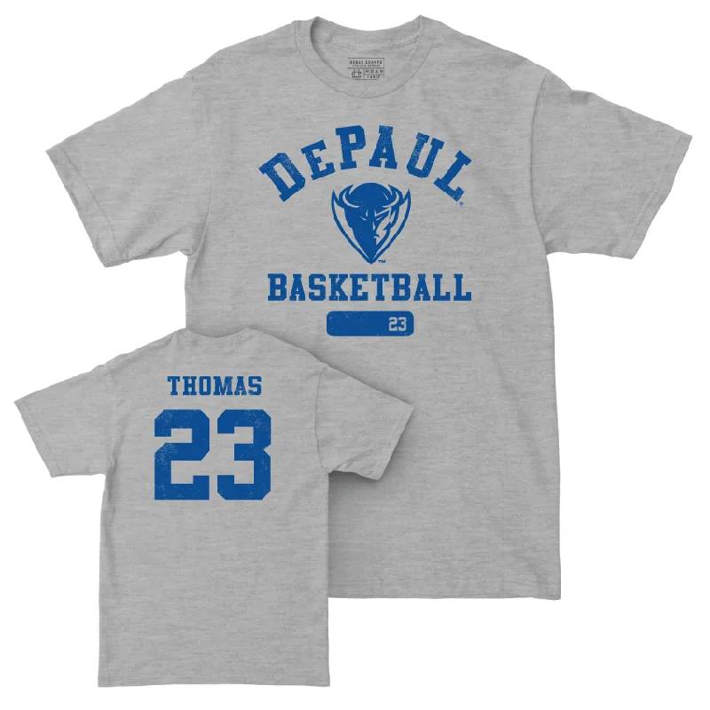 Men's basketball T-shirts graphic -DePaul Men's Basketball Sport Grey Varsity Tee - David Thomas | #23