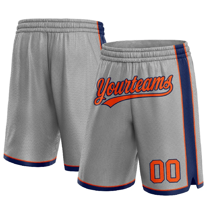 Men's basketball shorts team edition -Custom Gray Orange-Navy Authentic Basketball Shorts