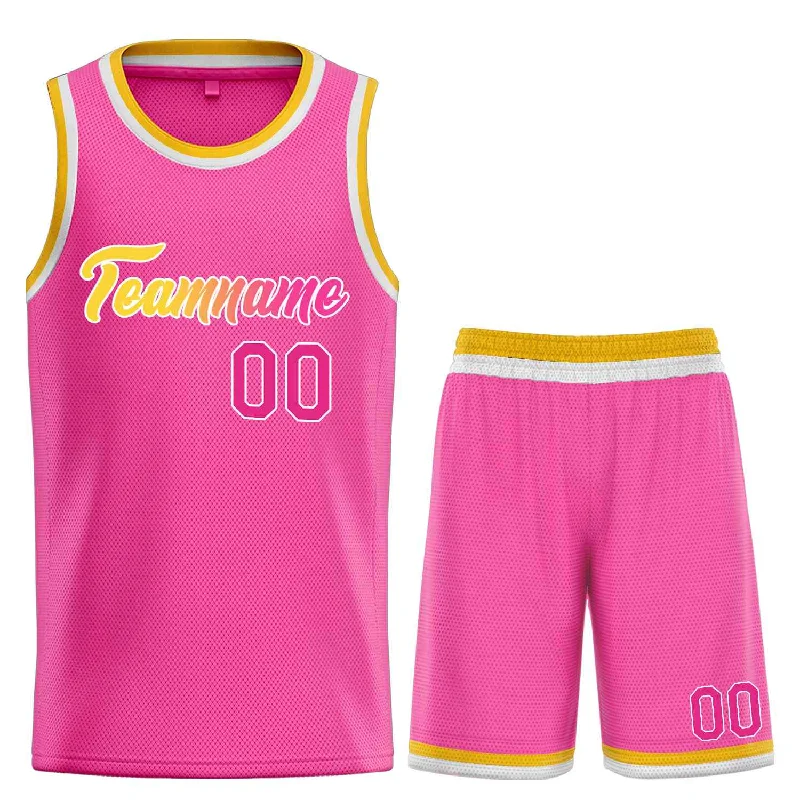 Basketball jerseys modern-game -Custom Pink Yellow-White Heal Sports Uniform Classic Sets Basketball Jersey