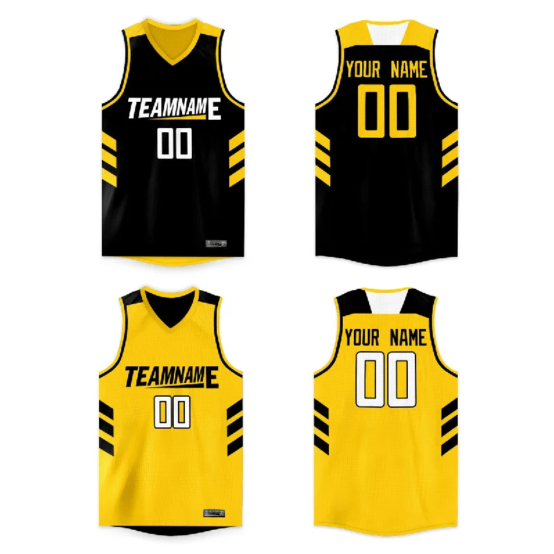 Basketball jerseys team-performance -Custom Black Yellow Double Side Tops Basketball Jersey