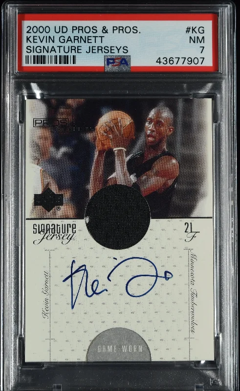 Basketball jerseys seasonal -Kevin Garnett 2000-01 Upper Deck Pros and Prospects Signature Jerseys #KG PSA 7