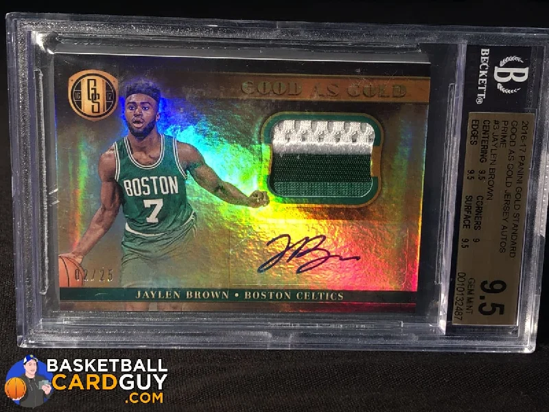 Basketball jerseys pro-fit -Jaylen Brown 2016-17 Panini Gold Standard Good as Gold Jersey Autographs Prime RPA RC #2/25 BGS 9.5 AUTO 10