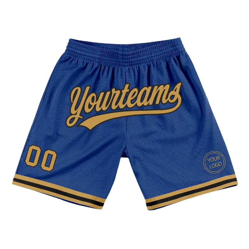 Men's basketball shorts budget sale -Custom Royal Old Gold-Black Authentic Throwback Basketball Shorts