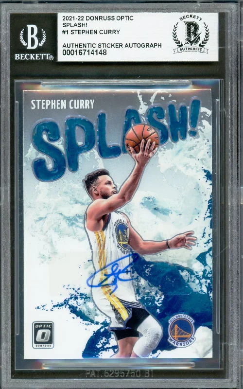 Basketball cards bootleg-classic -Stephen Curry Autographed 2021-22 Donruss Optic Splash Card #1 Golden State Warriors Beckett BAS #16714148