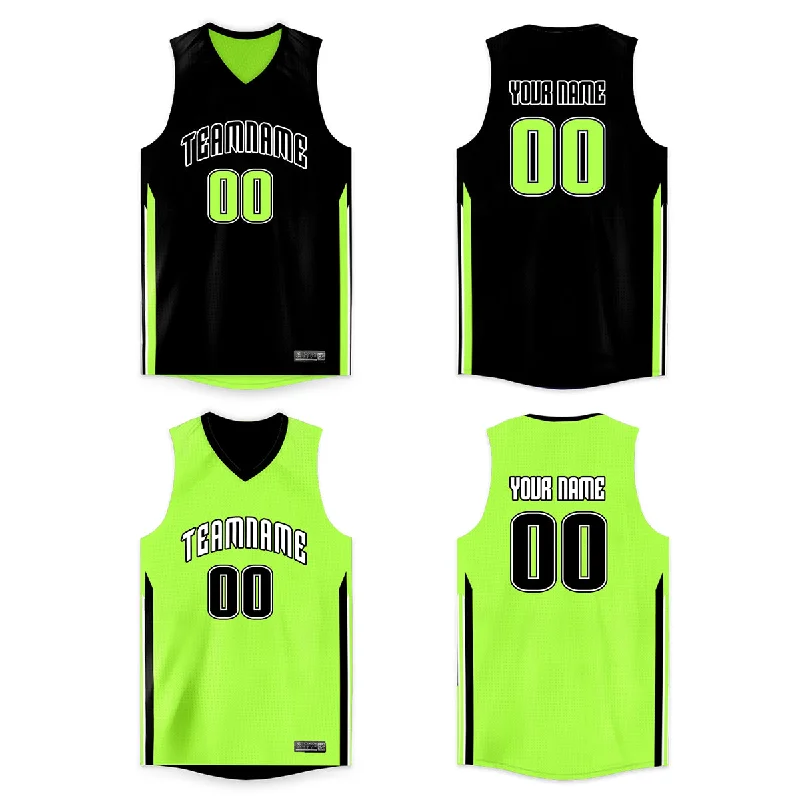 Basketball jerseys warm-up -Custom Black Neon Green Double Side Tops Basketball Jersey