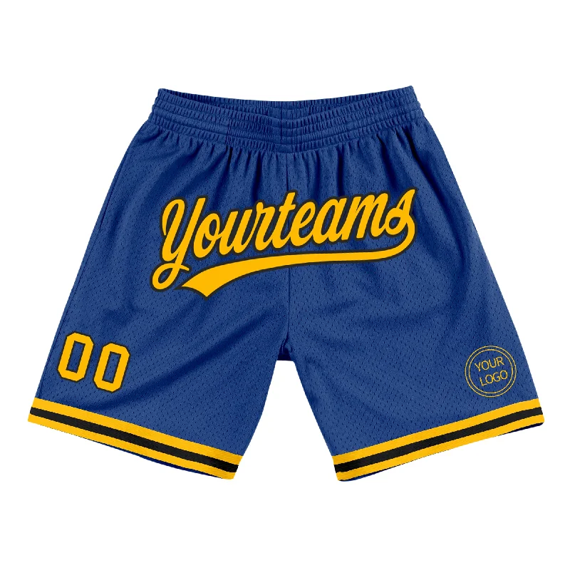 Men's basketball shorts sport sale -Custom Royal Gold-Black Authentic Throwback Basketball Shorts