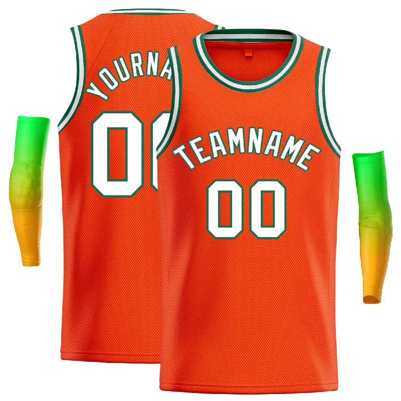 Basketball jerseys moisture-control -Custom Orange White-Green Classic Tops Casual Basketball Jersey