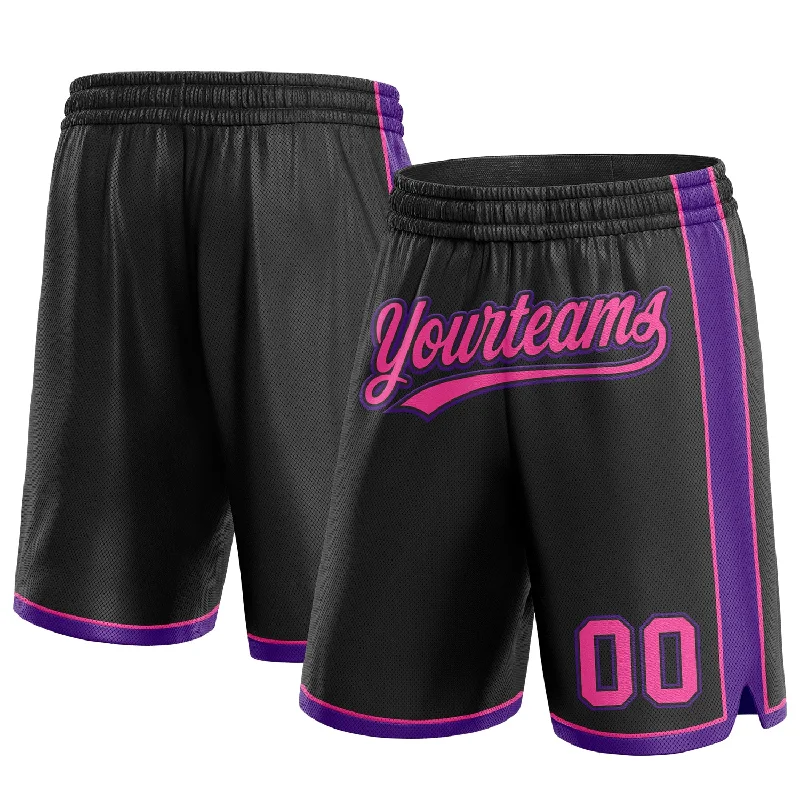 Men's basketball shorts ultralight feel -Custom Black Pink-Purple Authentic Basketball Shorts