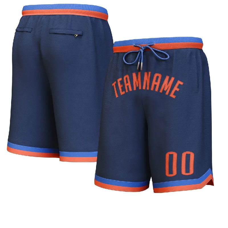 Basketball socks wool -Custom Navy Orange Personalized Basketball Shorts